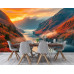 Golden Sunset Fjord Landscape Wall Mural Golden Sunset Fjord Landscape Wall Mural