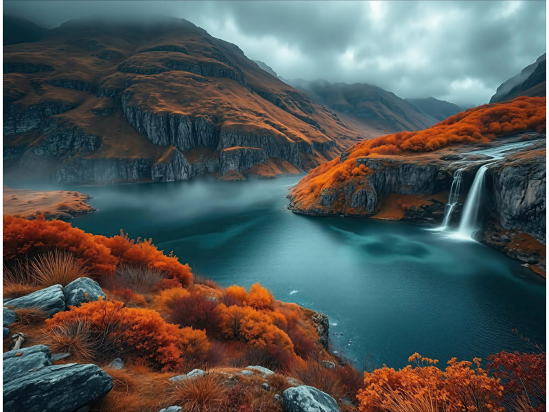 Serene Fjord Valley with House Wall Mural