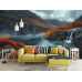 Serene Fjord Valley with House Wall Mural