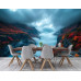 Foggy Mountain Fjord Panorama Wall Mural