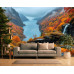 Vibrant Autumn Fjord Waterfall Wall Mural Vibrant Autumn Fjord Waterfall Wall Mural