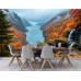 Vibrant Autumn Fjord Waterfall Wall Mural Vibrant Autumn Fjord Waterfall Wall Mural
