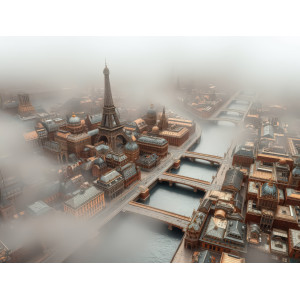Foggy Paris Aerial Cityscape Wall Mural Foggy Paris Aerial Cityscape Wall Mural