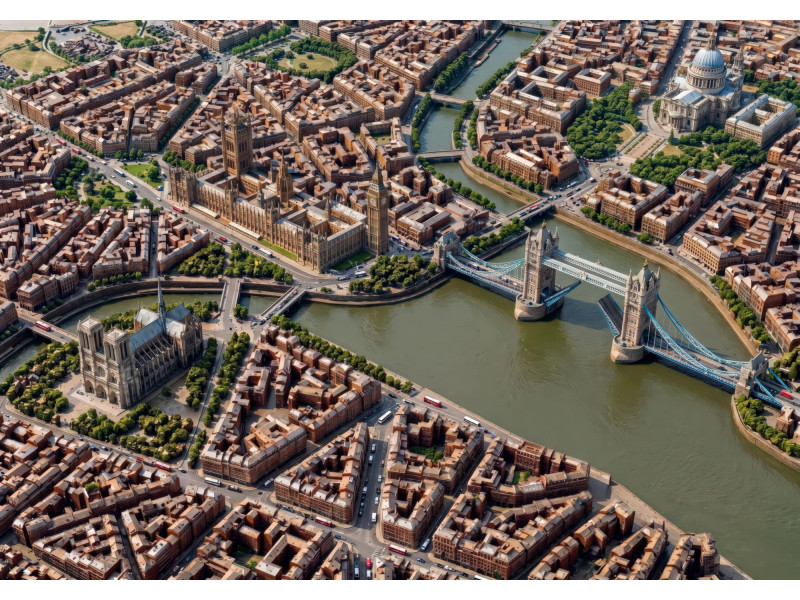 London Landmark Aerial City Map Wall Mural