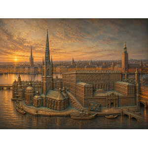 Stockholm Old Town Sunset Cityscape Wall Mural | Wall4Soul