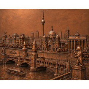 Berlin Brandenburg Gate Relief Cityscape Wall Mural | Wall4Soul