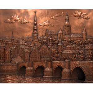 Riga Old Town Cathedral Relief Cityscape Wall Mural | Wall4Soul