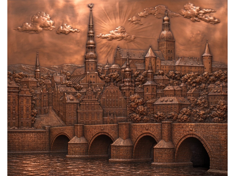 Riga Old Town Cathedral Relief Cityscape Wall Mural Riga Old Town Cathedral Relief Cityscape Wall Mural