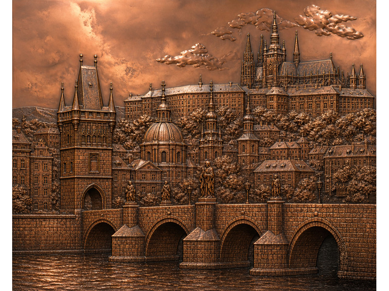 Prague Old Town Castle Bridge Relief Wall Mural Prague Old Town Castle Bridge Relief Wall Mural