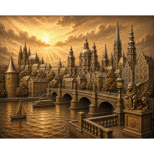 Prague Golden Sunset Old Town Bridge Wall Mural