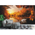 White Swan on Autumn Pond - Classic Wall Mural for Modern Interiors White Swan on Autumn Pond - Classic Wall Mural for Modern Interiors
