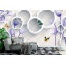 3D Violet Flowers & Butterflies - Classic Wall Mural for Modern Interiors 3D Violet Flowers & Butterflies - Classic Wall Mural for Modern Interiors