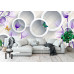 3D Violet Flowers & Butterflies - Classic Wall Mural for Modern Interiors 3D Violet Flowers & Butterflies - Classic Wall Mural for Modern Interiors