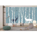 Birch Trees with Birds and Deer - Classic Wall Mural for Modern Interiors Birch Trees with Birds and Deer - Classic Wall Mural for Modern Interiors