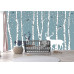 Birch Trees with Birds and Deer - Classic Wall Mural for Modern Interiors Birch Trees with Birds and Deer - Classic Wall Mural for Modern Interiors