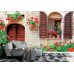 Italian House with Potted Flowers - Classic Wall Mural for Modern Interiors Italian House with Potted Flowers - Classic Wall Mural for Modern Interiors