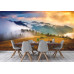 Mountain Landscape with Fog & Haystack - Classic Wall Mural for Modern Interiors Mountain Landscape with Fog & Haystack - Classic Wall Mural for Modern Interiors