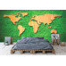Wooden World Map on Grass - Classic Wall Mural for Modern Interiors Wooden World Map on Grass - Classic Wall Mural for Modern Interiors