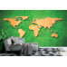 Wooden World Map on Grass - Classic Wall Mural for Modern Interiors Wooden World Map on Grass - Classic Wall Mural for Modern Interiors