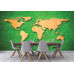 Wooden World Map on Grass - Classic Wall Mural for Modern Interiors Wooden World Map on Grass - Classic Wall Mural for Modern Interiors