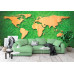 Wooden World Map on Grass - Classic Wall Mural for Modern Interiors Wooden World Map on Grass - Classic Wall Mural for Modern Interiors