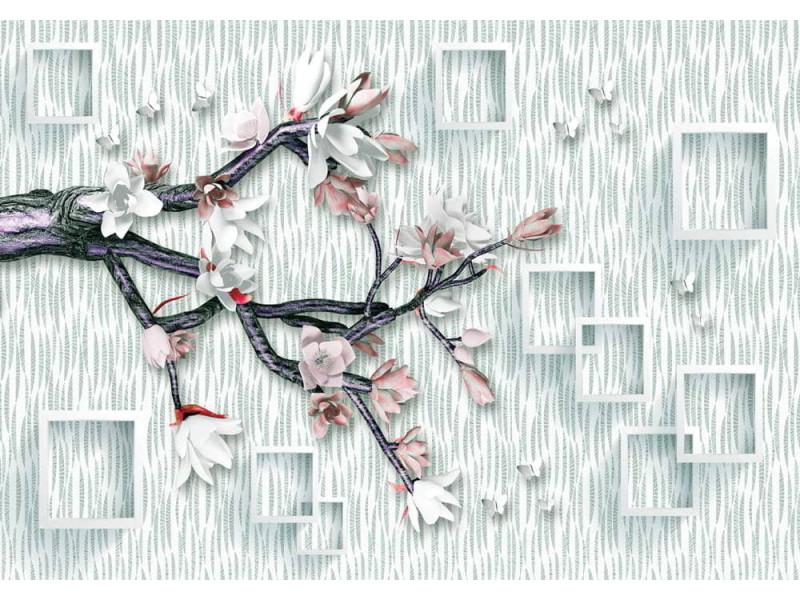 3D Ender Flower & Tree Branch - Classic Wall Mural for Modern Interiors 3D Ender Flower & Tree Branch - Classic Wall Mural for Modern Interiors
