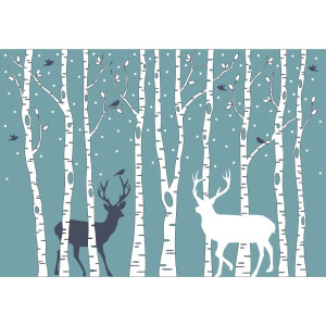 Birch Trees with Birds and Deer - Classic Wall Mural for Modern Interiors | Wall4Soul