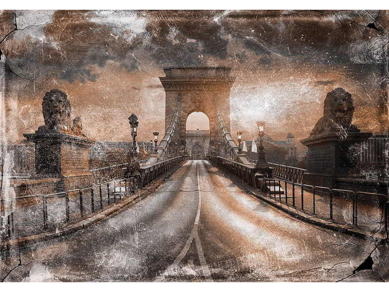Bridge in Budapest Grunge Style - Classic Wall Mural for Modern Interiors Bridge in Budapest Grunge Style - Classic Wall Mural for Modern Interiors