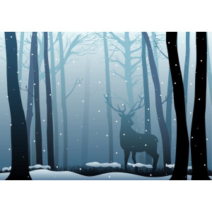 Misty Woods with Deer - Classic Wall Mural for Modern Interiors Misty Woods with Deer - Classic Wall Mural for Modern Interiors