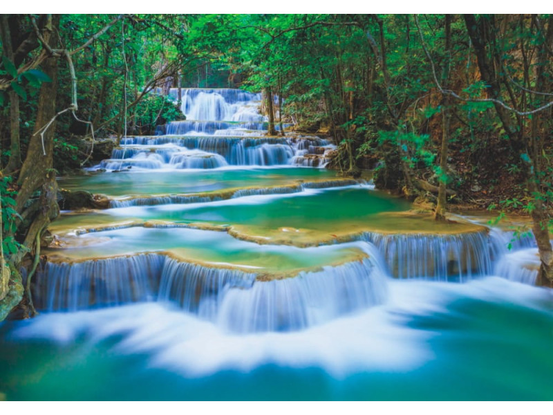 Deep Forest Waterfall - Classic Wall Mural for Modern Interiors Deep Forest Waterfall - Classic Wall Mural for Modern Interiors