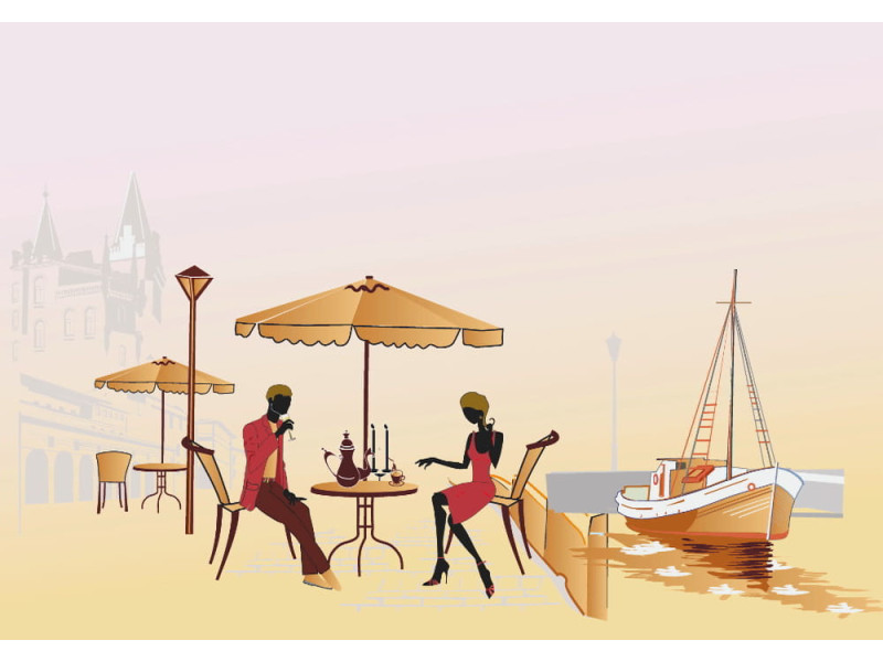 Street Cafe - Classic Wall Mural for Modern Interiors