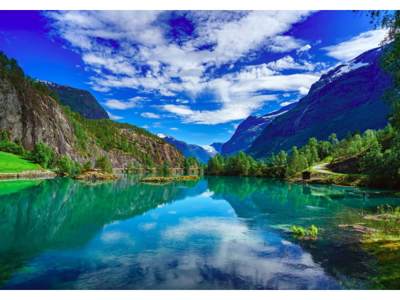Norwegian Mountains & Lake - Classic Wall Mural for Modern Interiors Norwegian Mountains & Lake - Classic Wall Mural for Modern Interiors