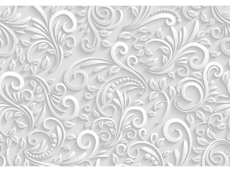 Embossed Elegance Floral - Classic Wall Mural for Modern Interiors Embossed Elegance Floral - Classic Wall Mural for Modern Interiors