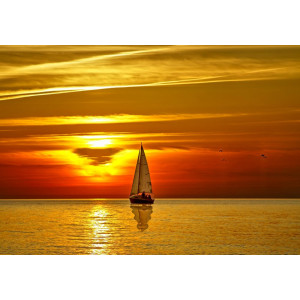 Sail Boat at Sunset - Classic Wall Mural for Modern Interiors | Wall4Soul