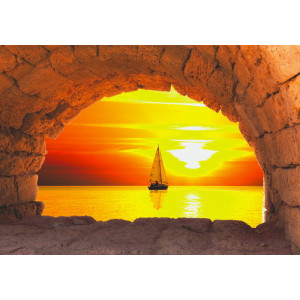 Sailing Boat at Sunset - Classic Wall Mural for Modern Interiors | Wall4Soul