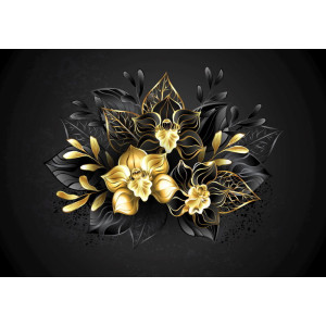 Black & Gold Jewelry Orchids - Classic Wall Mural for Modern Interiors | Wall4Soul