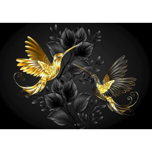 Black and Gold Hummingbirds - Classic Wall Mural for Modern Interiors | Wall4Soul