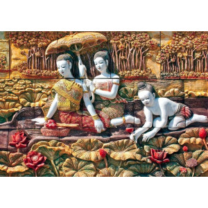 Thai Temple Stone Carving - Classic Wall Mural for Modern Interiors Thai Temple Stone Carving - Classic Wall Mural for Modern Interiors | Wall4Soul