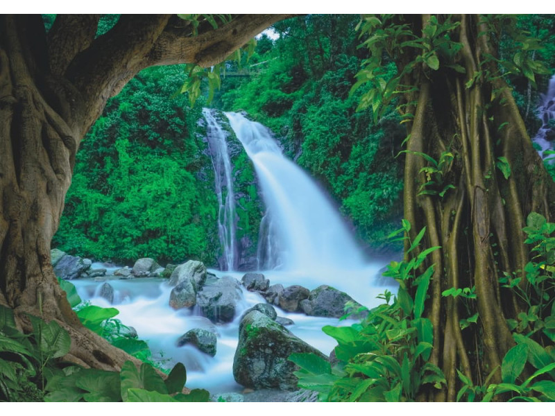 Waterfall in Nepal Jungle - Classic Wall Mural for Modern Interiors Waterfall in Nepal Jungle - Classic Wall Mural for Modern Interiors