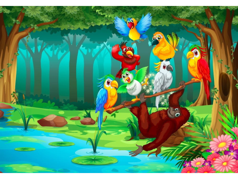 Wild Animals in Forest - Classic Wall Mural for Modern Interiors Wild Animals in Forest - Classic Wall Mural for Modern Interiors