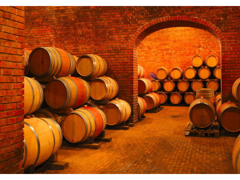 Wine Barrels in Vault - Classic Wall Mural for Modern Interiors Wine Barrels in Vault - Classic Wall Mural for Modern Interiors